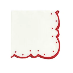 Ava Napkins in Linen White & Red, Set of 4