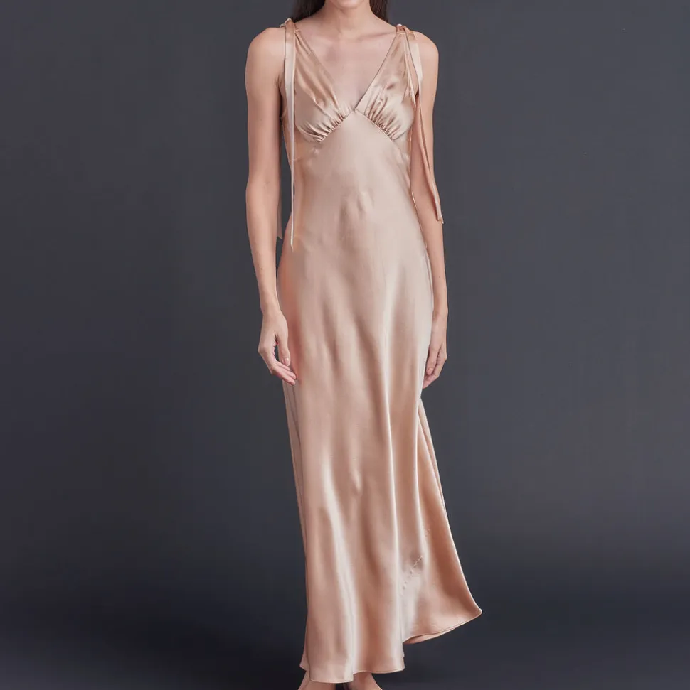 Ava Vintage Blush Silk Slip Dress