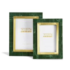 Aventurine Green and Gold Photo Frame Includes, Set of 2