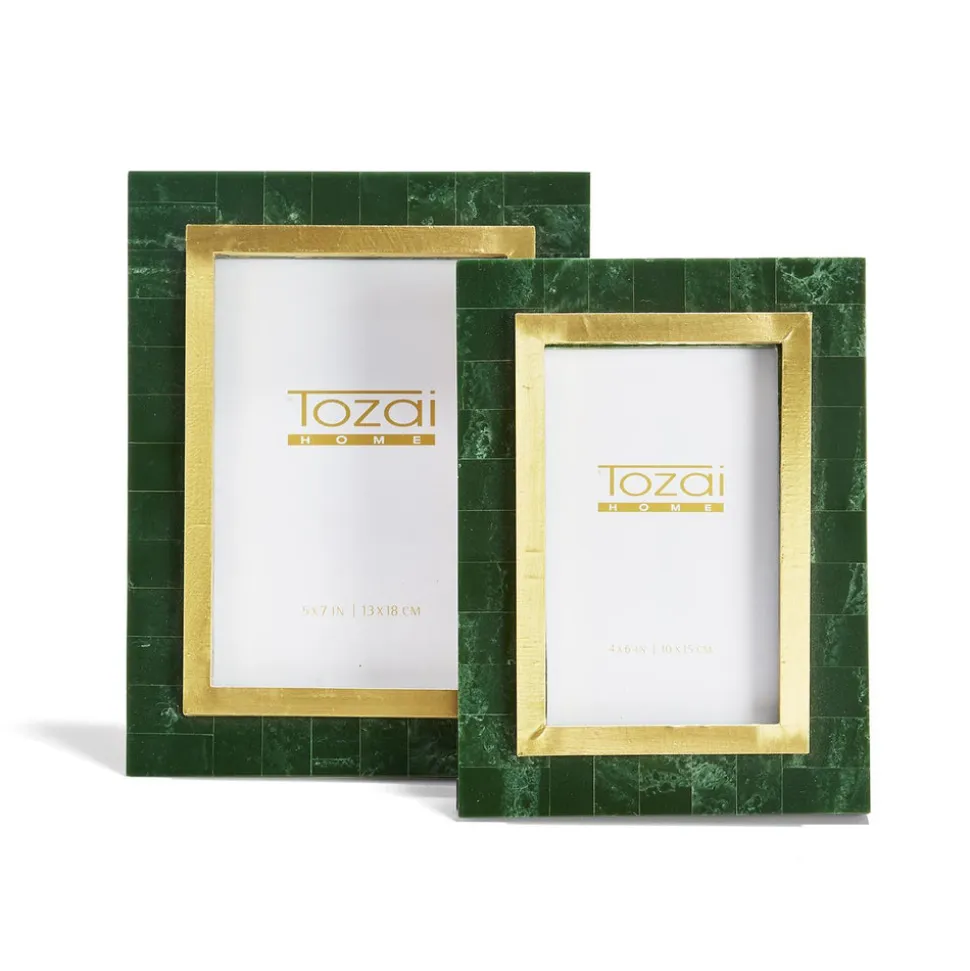 Aventurine Green and Gold Photo Frame Includes, Set of 2