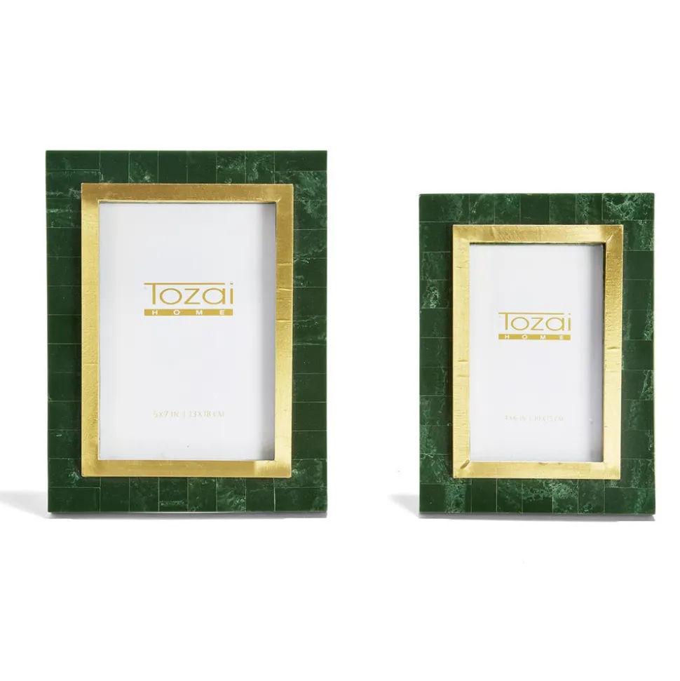 Aventurine Green and Gold Photo Frame Includes, Set of 2