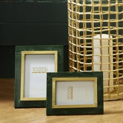 Aventurine Green and Gold Photo Frame Includes, Set of 2