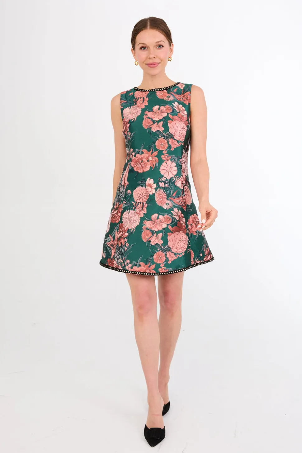 Avery Dress in Forest Mum Jacquard