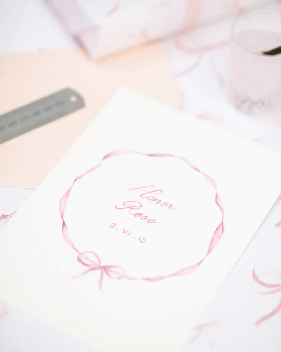 Baby Bow Print in Shell Pink