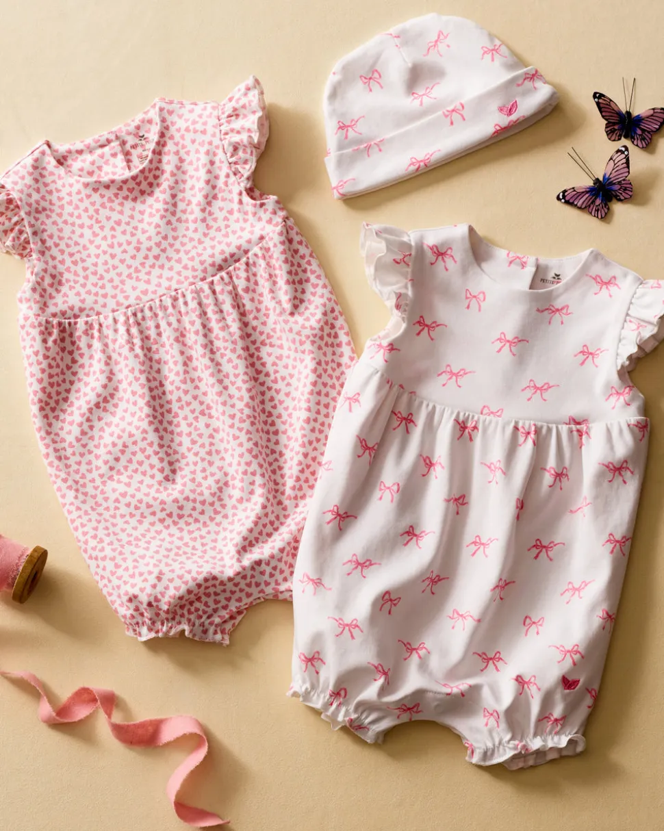Baby Girl Pima Play Romper in Blushing Bows