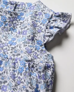 Baby Girl Pima Play Romper in Fleur d'Azur