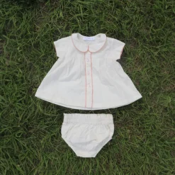 Baby Girls Cream Collared Bloomer Set