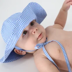 Baby Sky Blue Gingham Sun Hat