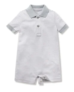 Baby's Pima Louis Play Romper in Grey Stripe