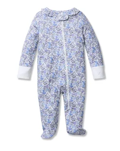 Baby's Pima Ruffle Collar Romper in Fleur d'Azur