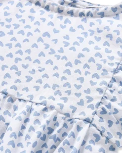 Baby’s Twill Ruffled Romper in Bluehearts
