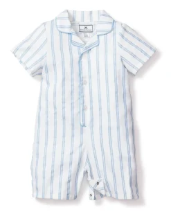 Baby’s Twill Summer Romper in Periwinkle Stripe