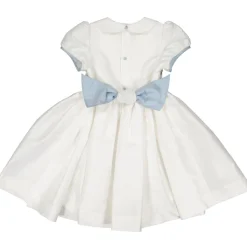 Bagatelle White/Blue Silk Handmade Smocked Dress