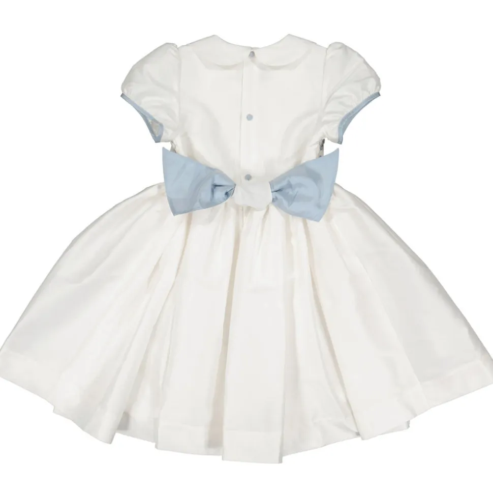 Bagatelle White/Blue Silk Handmade Smocked Dress