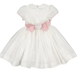 Bagatelle White/Pink Silk Handmade Smocked Dress