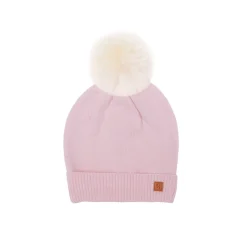 Ballerina Pink Knit Winter Hat with Faux Fur Pom