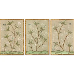Bamboo En Fleur Triptych | Chinoiserie Panel, Set of 3
