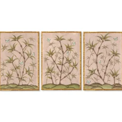 Bamboo En Fleur Triptych | Chinoiserie Panel, Set of 3