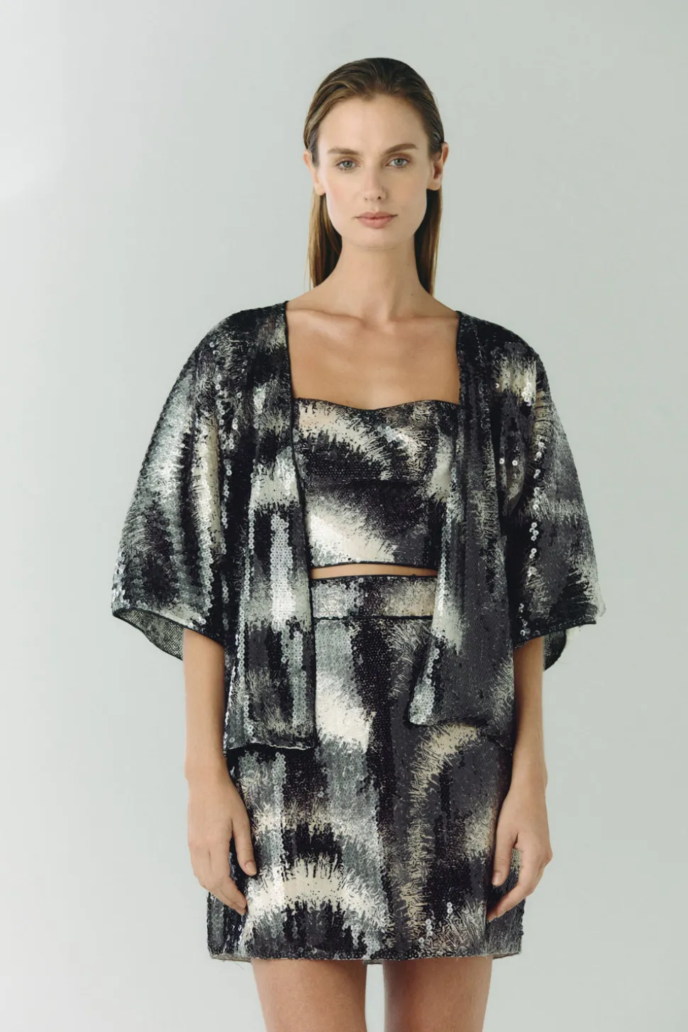 Baracoa Sequins Crop Top in Black