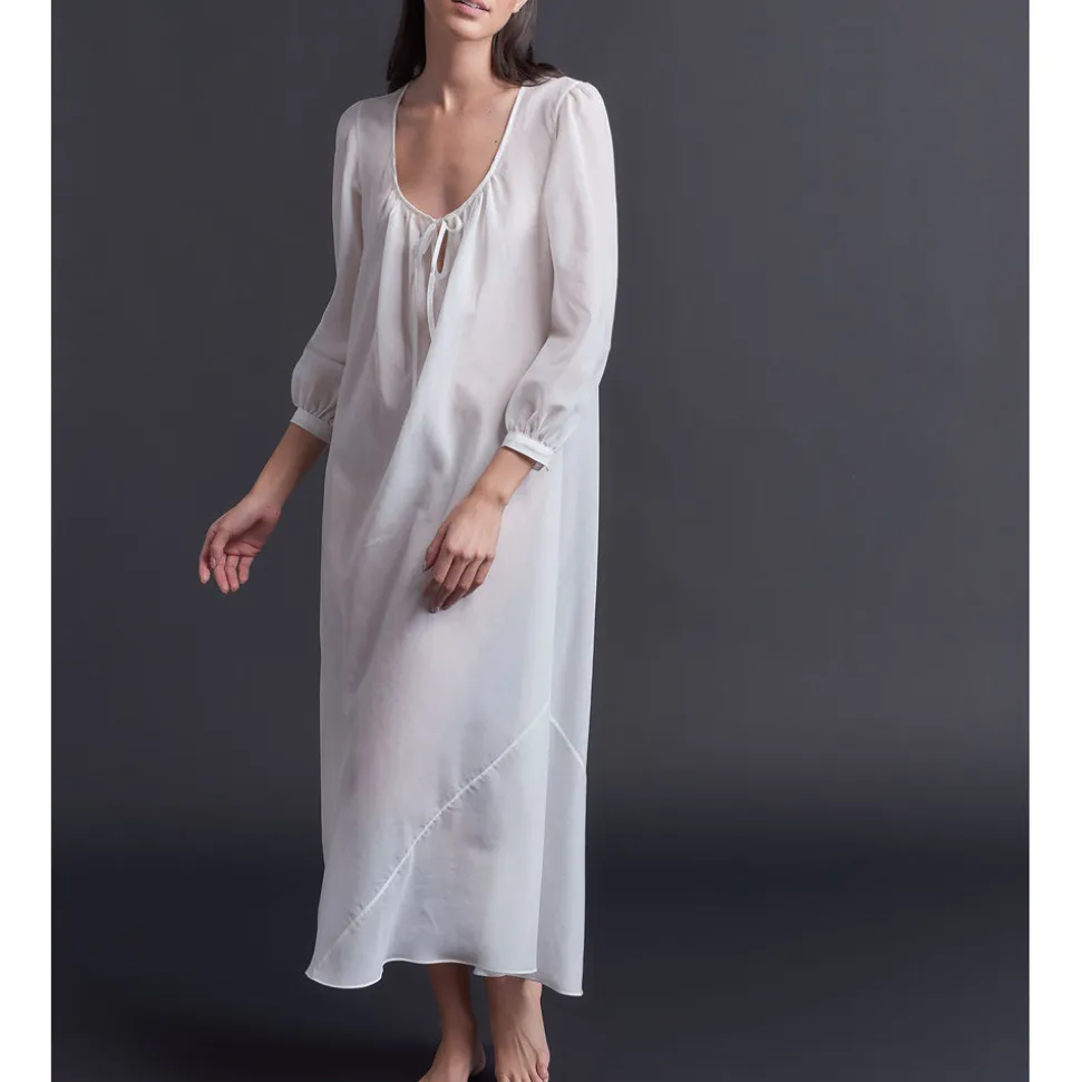 Bast Long Pearl Silk Cotton Sleep Shirt