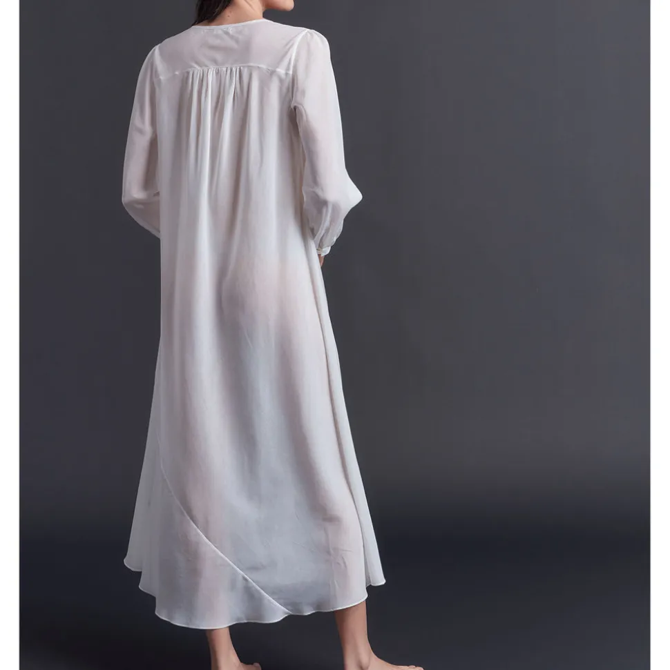 Bast Long Pearl Silk Cotton Sleep Shirt