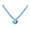 Beaded Sweetheart Necklace Turquoise and Blue Sapphire