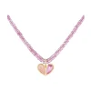 Beaded Sweetheart Necklace Pink Opal and Pink Sapphire