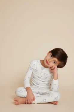 Bear Print Pajama in Child Blue