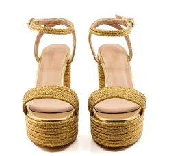 Becka Gold Raffia Platform