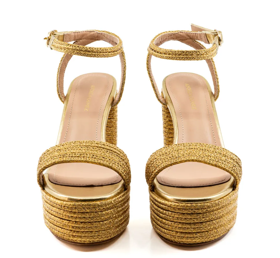 Becka Gold Raffia Platform