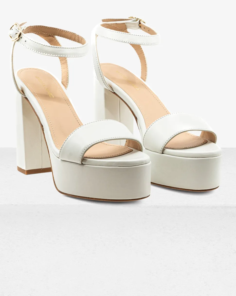 Becka White Leather Platform