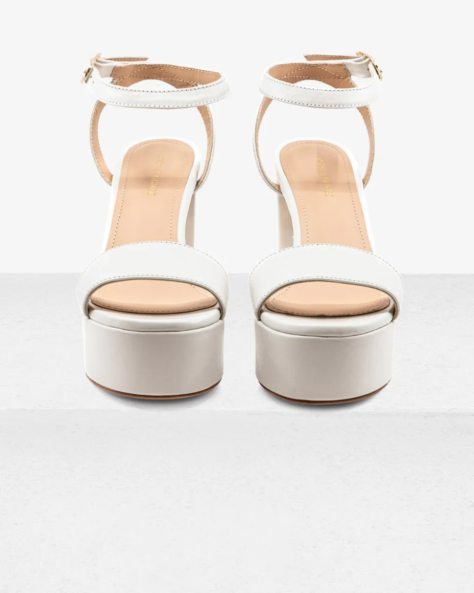 Becka White Leather Platform