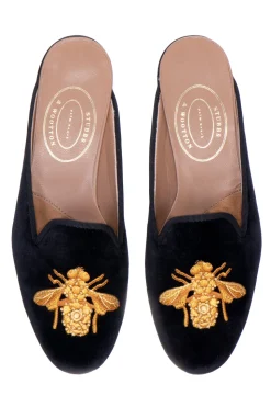 Bee Noir Velvet Mule