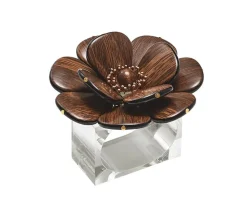Begonia Napkin Ring in Brown & Gold, Set of 4