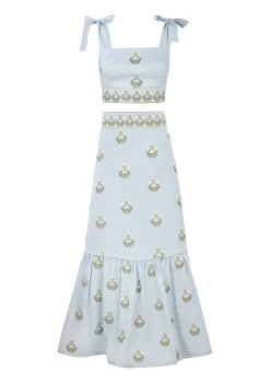 Begum Set in Light Blue & White