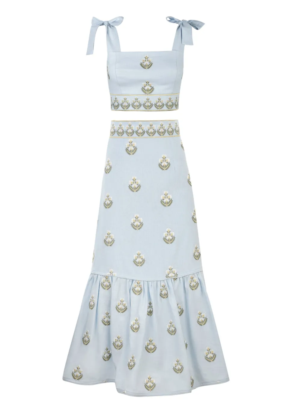 Begum Set in Light Blue & White