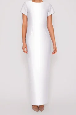Bella Silk and Wool Column Gown with Removable Bow Belt
