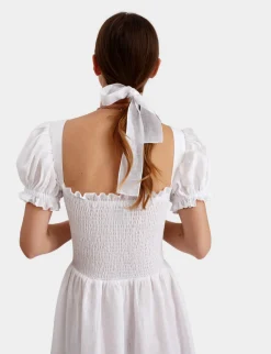 Belle Linen Dress in White