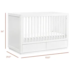 Bento 3-in-1 Convertible Storage Crib with Toddler Bed Conversion Kit in White