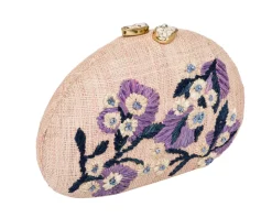 Berna Clutch in Pale Pink & Navy