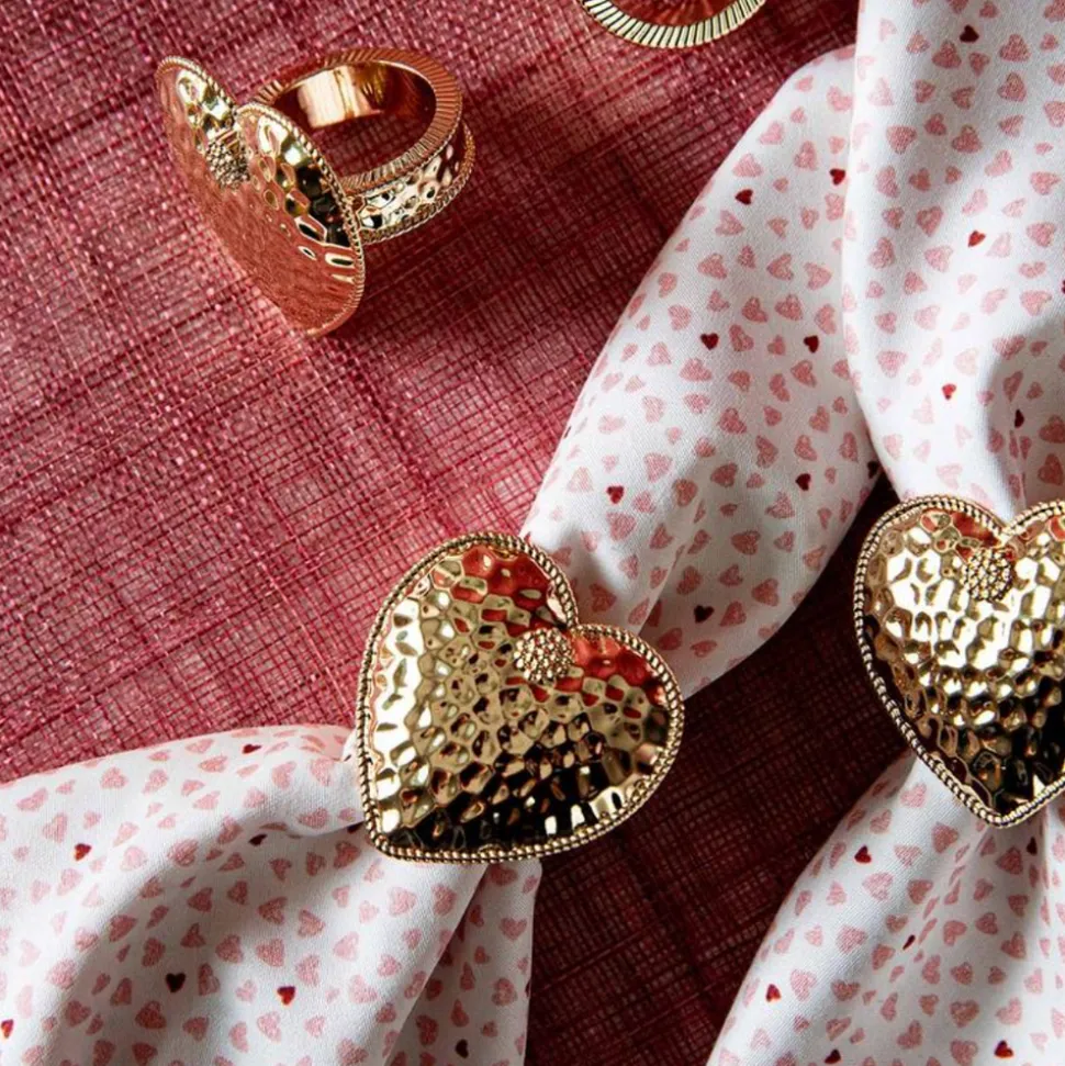 Berry & Thread Heart Napkin Ring, Set of 4 in Gold
