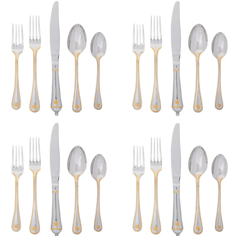 Berry & Thread 20-Piece Place Setting in Bright Satin with Gold