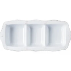 Berry & Thread Whitewash Melamine Triple Section Server