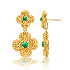 Berry Clover Convertible Duo Earrings in Malachite