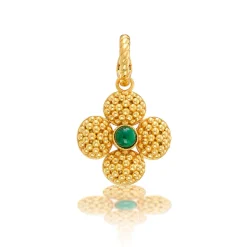 Berry Clover Double Sided Pendant in Malachite