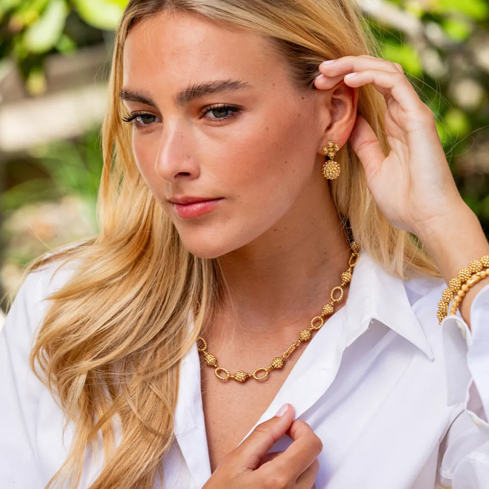 Berry Clover Drop Earrings in Gold