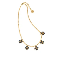 Berry Clover Multi Station Necklace in Blue Labradorite