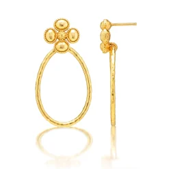 Berry Clover Teardrop Earrings in Gold