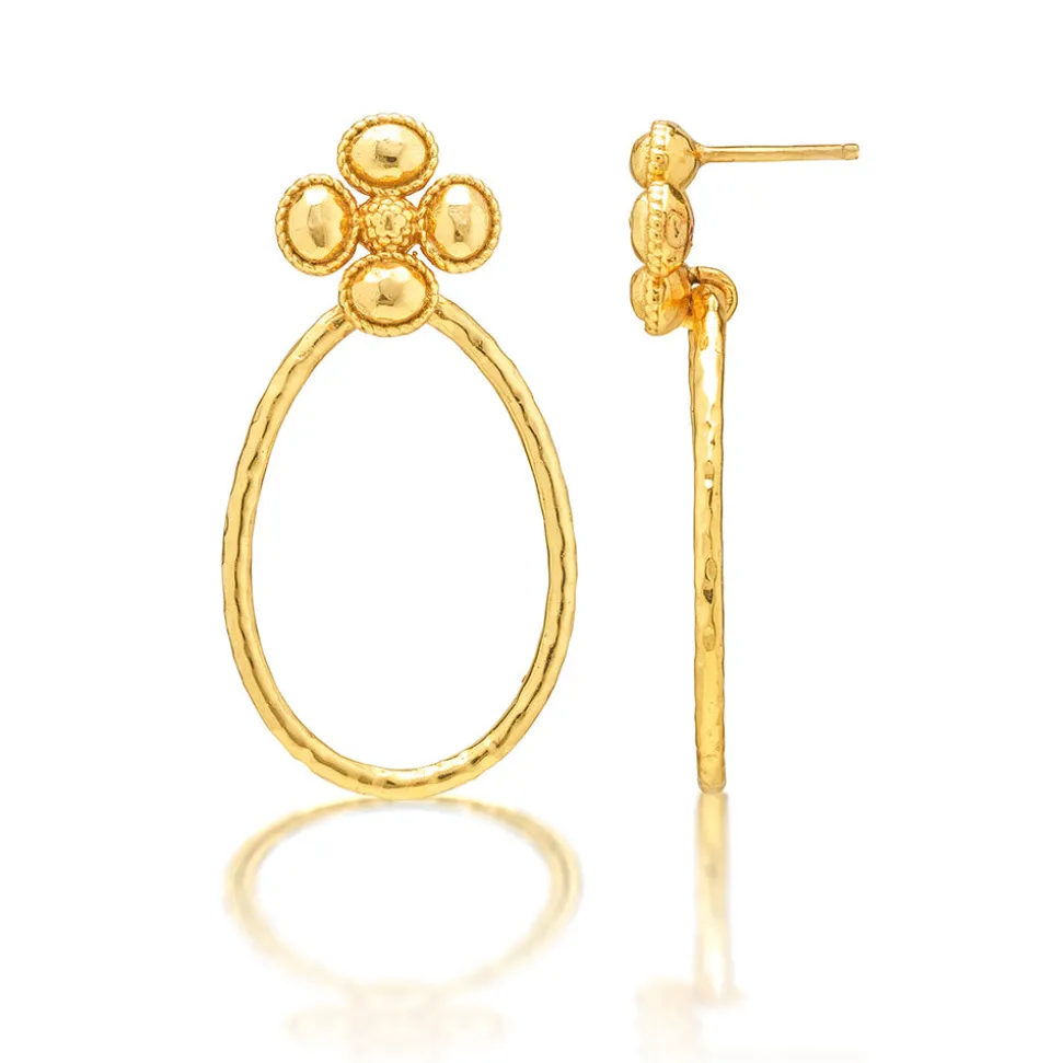 Berry Clover Teardrop Earrings in Gold