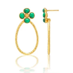Berry Clover Teardrop Earrings in Malachite